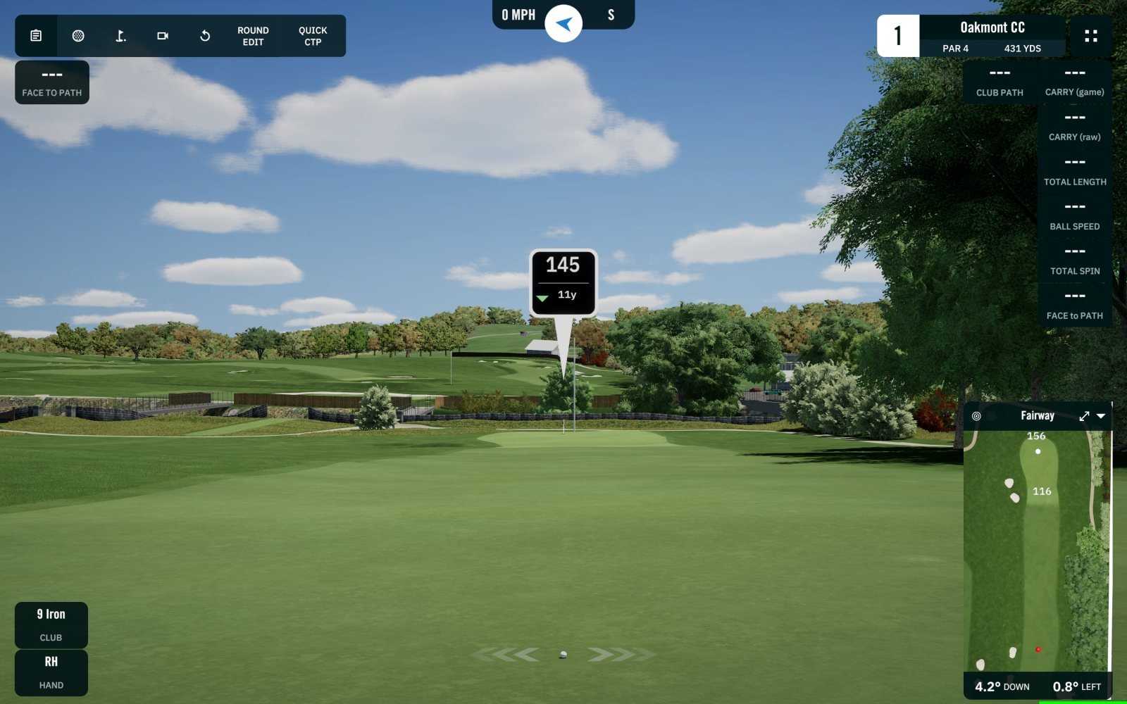 Oakmont Country Club hole 1 on the simulator